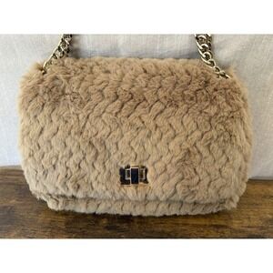 I.N.C. International‎ Concepts Faux Fur Shoulder Bag Beige Tan Purse
